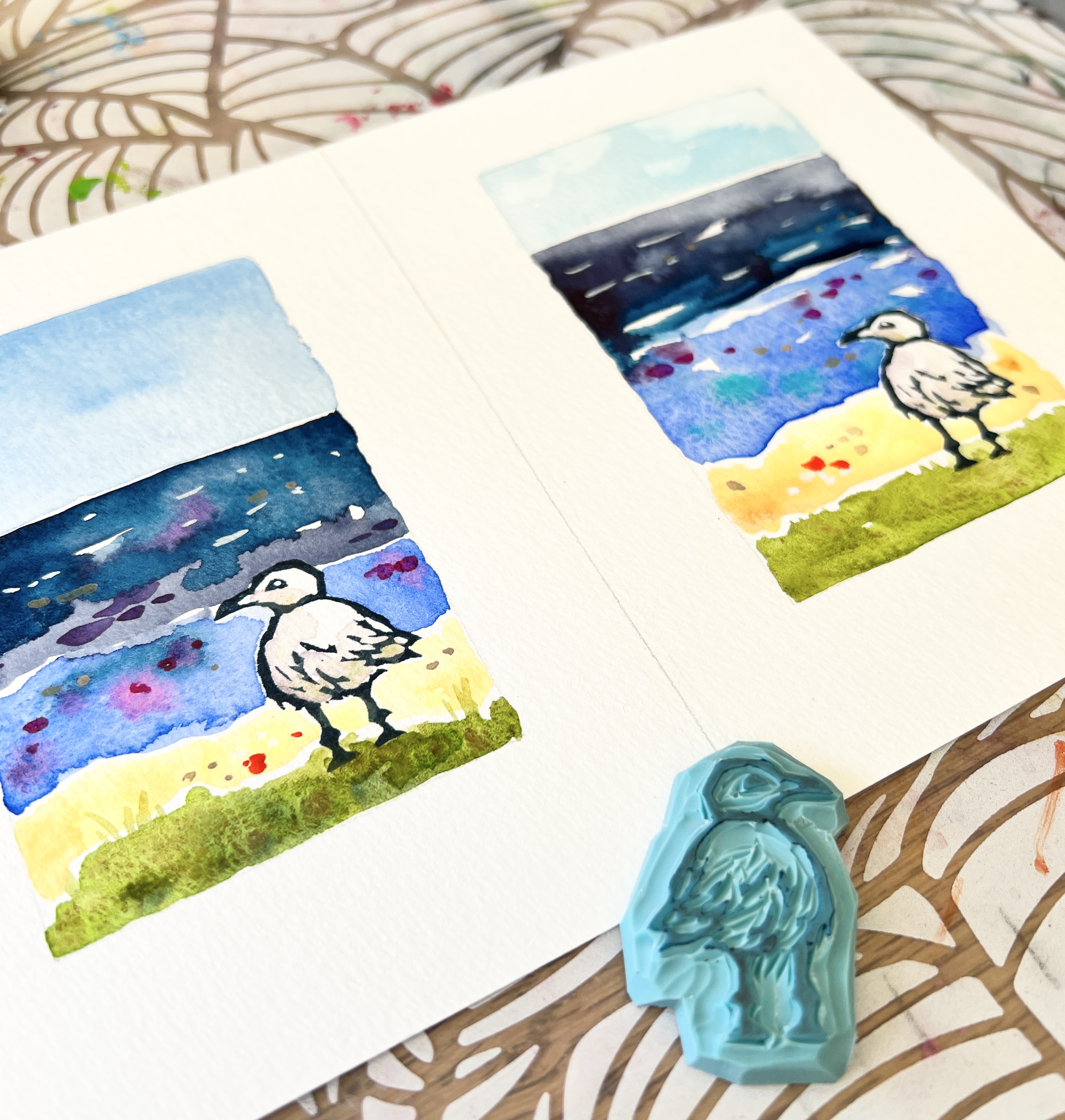 Ostsee Aquarell & Stempel-Kunst Bild 3