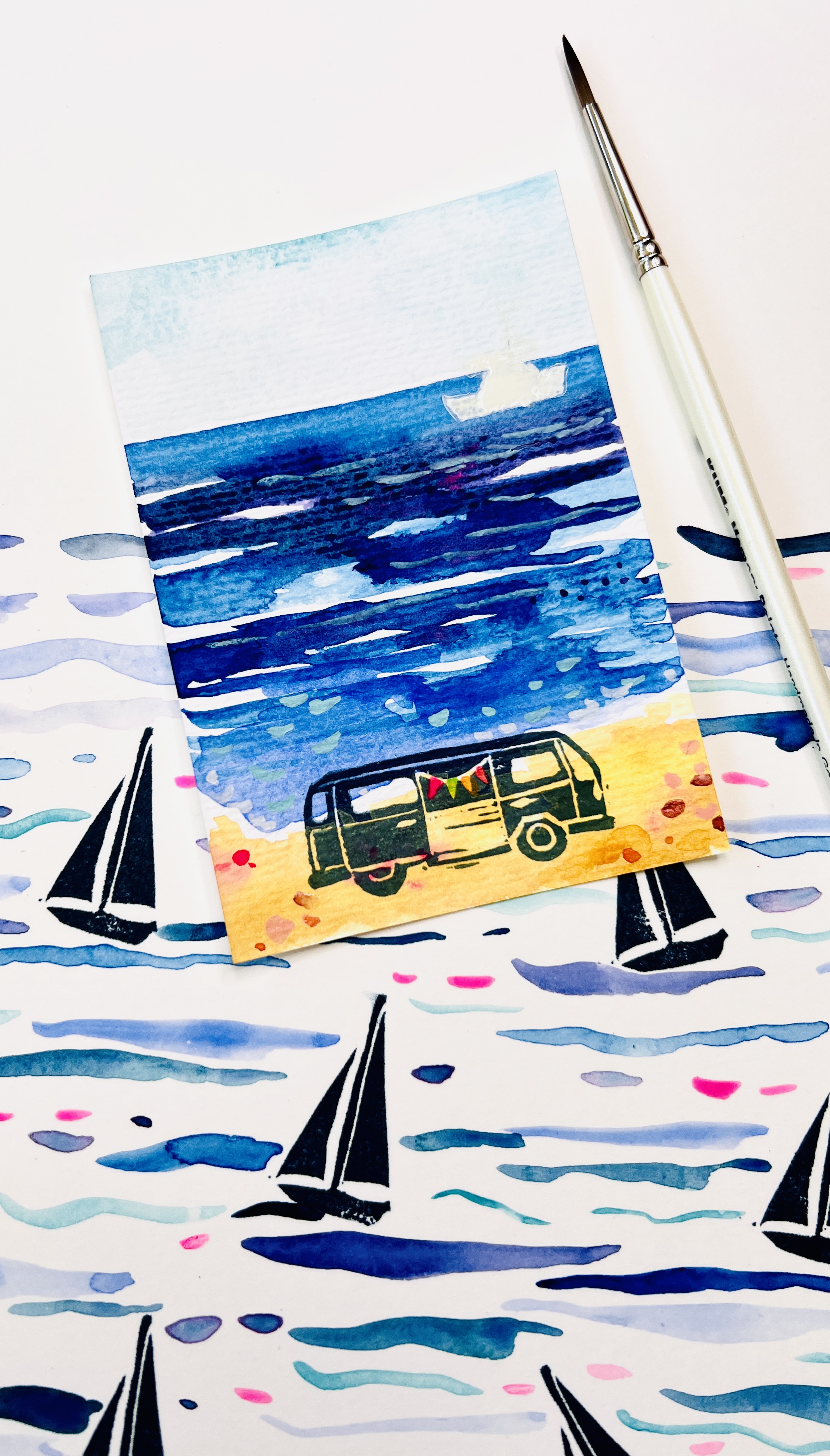 Ostsee Aquarell & Stempel-Kunst Bild 1